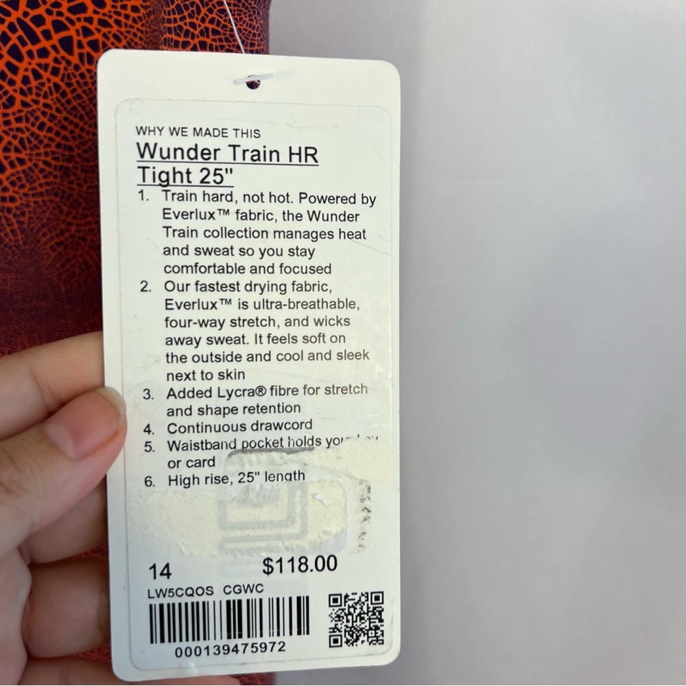 Lululemon Wunder Train HR Tight 25” Womens 14 Geometric Yoga Pants Orange Blue - Picture 3 of 6